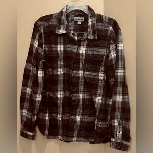 Carhartt Flannel Shirt Mens 2XL  Heavy Button Up Long Sleeve Brown/Grey Plaid